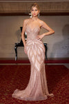 Prom Dresses Fitted Formal Long Prom Dress Rose Gold