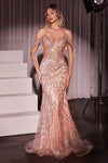 Prom Dresses Beaded Long Prom Formal Mermaid Dress Rose Gold