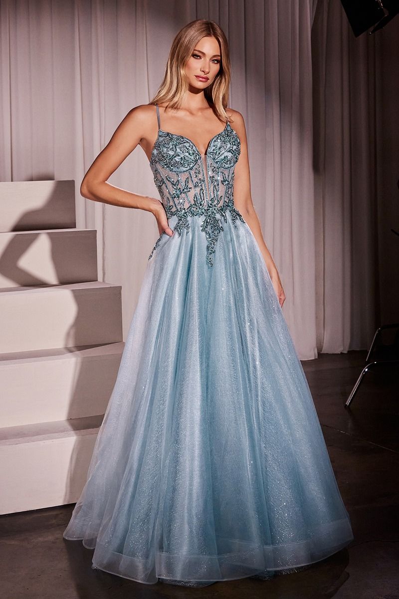 Prom Dresses Long Formal Glitter A Line Prom Dress Light Blue