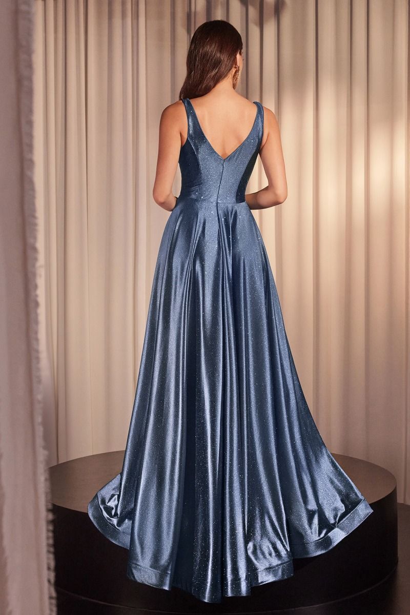Prom Dresses Glitter Formal Long A Line Prom Dress Smoky Blue