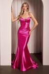 Prom Dresses Fitted Prom Long Glitter Formal Dress Fuchsia