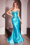 Prom Dresses Fitted Prom Long Glitter Formal Dress Ocean Blue