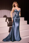 Prom Dresses Fitted Prom Long Glitter Formal Dress Smoky Blue