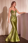 Prom Dresses Long Fitted Formal Applique Prom Gown Greenery