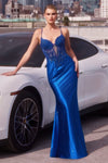 Prom Dresses Long Fitted Formal Applique Prom Gown Royal