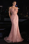 Prom Dresses Sequin Long Formal Floral Beaded Prom Dress Blush