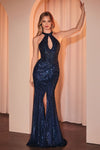 Prom Dresses Long Formal Sequin Fitted Prom Dress Navy