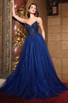 Prom Dresses Long A Line Formal Prom Beaded Dress Navy