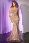 Prom Dresses Formal Sequin Fitted Long Prom Dress Mocha Gold