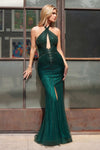 Prom Dresses Prom Fitted Slit Formal Beaded Long Gown Emerald