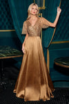 Mother of the Bride Dresses A Line Long Formal Beaded Mother of the Bride Dress Gold
