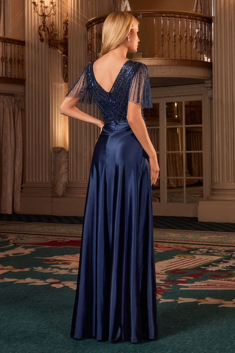 Mother of the Bride Dresses A Line Long Formal Beaded Mother of the Bride Dress Navy