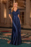 Mother of the Bride Dresses A Line Long Formal Beaded Mother of the Bride Dress Navy