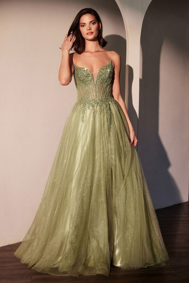 Prom Dresses A Line Long Layered Prom Dress Greenery