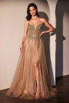 Prom Dresses A Line Long Layered Prom Dress Mocha Gold