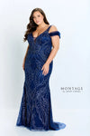 Formal Dresses Metallic Fit Ribbon Formal Dress Navy Blue
