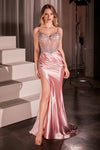 Prom Dresses Pleated Long Formal Beaded Corset Prom Dress Dusty Rose