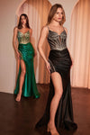 Prom Dresses Pleated Long Formal Beaded Corset Prom Dress Black