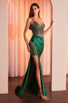 Prom Dresses Pleated Long Formal Beaded Corset Prom Dress Emerald