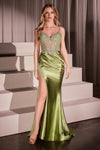 Prom Dresses Pleated Long Formal Beaded Corset Prom Dress Greenery