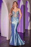 Prom Dresses Beaded Corset Long Formal Fitted Prom Dress Light Blue