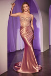 Prom Dresses Beaded Formal Corset Long Prom Dress Rose Gold