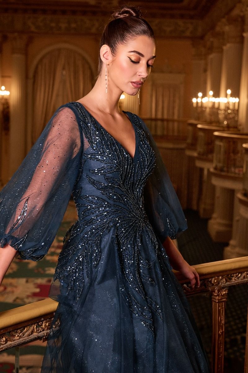 Mother of the Bride Dresses Long A Line Layered Formal Mother of the Bride Dress Navy