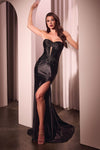 Prom Dresses Long Fitted Slit Formal Prom Dress Black