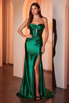 Prom Dresses Long Fitted Slit Formal Prom Dress Emerald