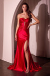 Prom Dresses Long Fitted Slit Formal Prom Dress Red