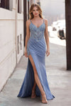 Prom Dresses Formal Long Prom Beaded Applique Dress Paris Blue