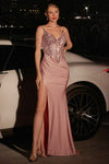 Prom Dresses Formal Long Prom Beaded Applique Dress Rose
