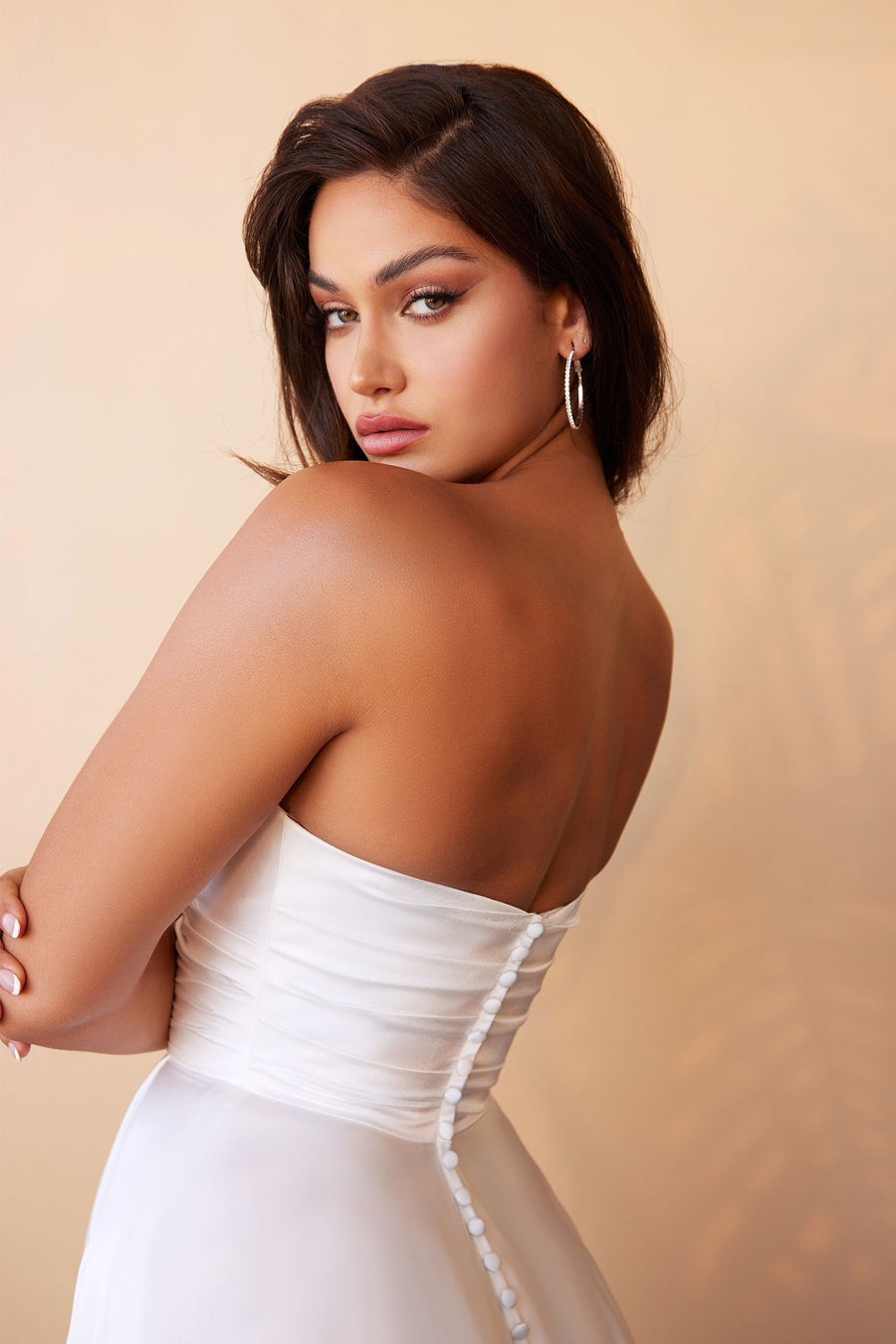 Wedding Dresses Bridal Gown Long Pleated Slit Wedding Dress Off White