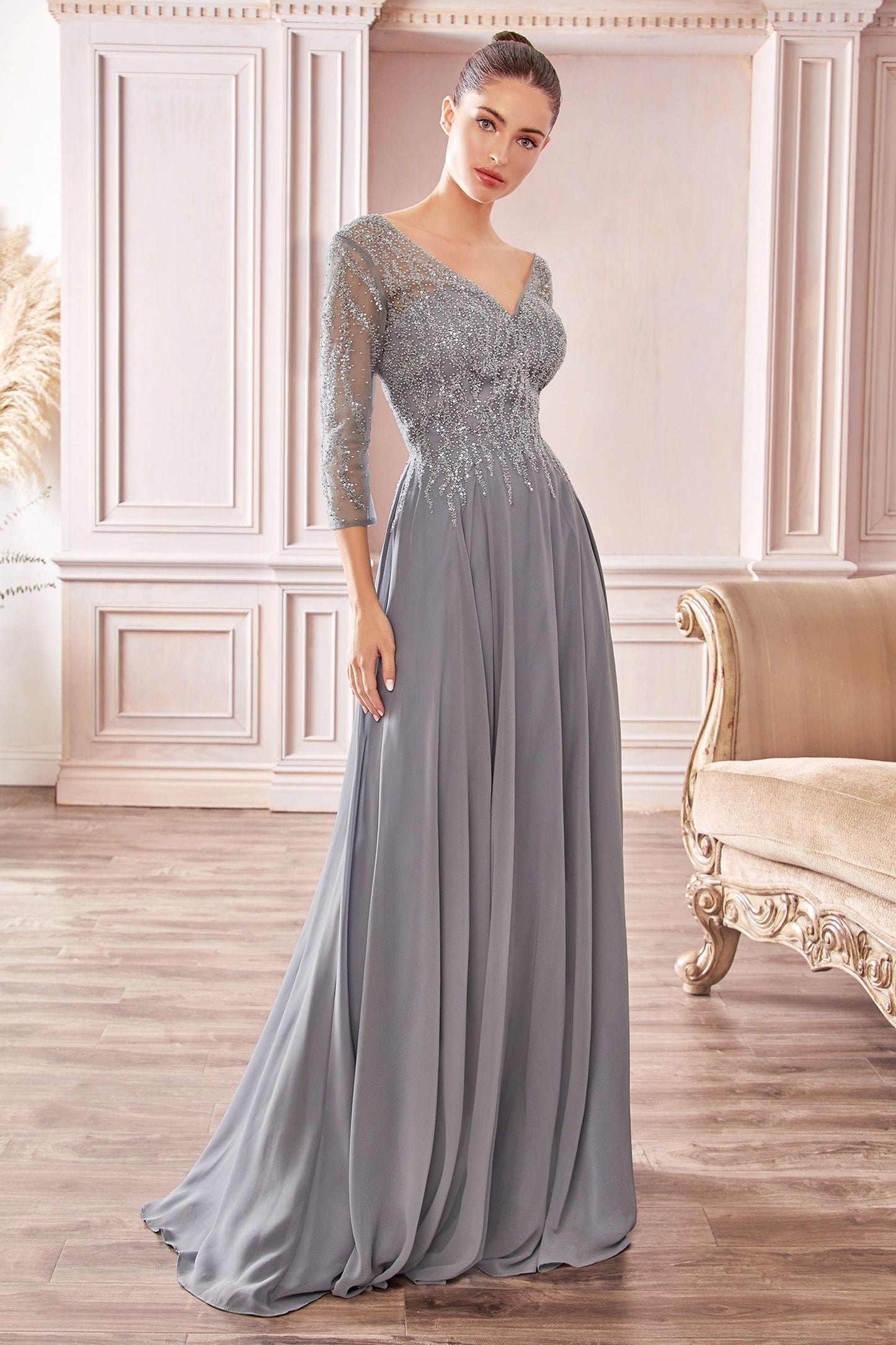 Formal Dresses Long Formal A Line Evening Gown Smoky Blue
