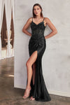 Prom Dresses Knotted Sequin Formal Prom Long Dress Black