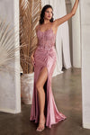 Prom Dresses Knotted Sequin Formal Prom Long Dress Rose