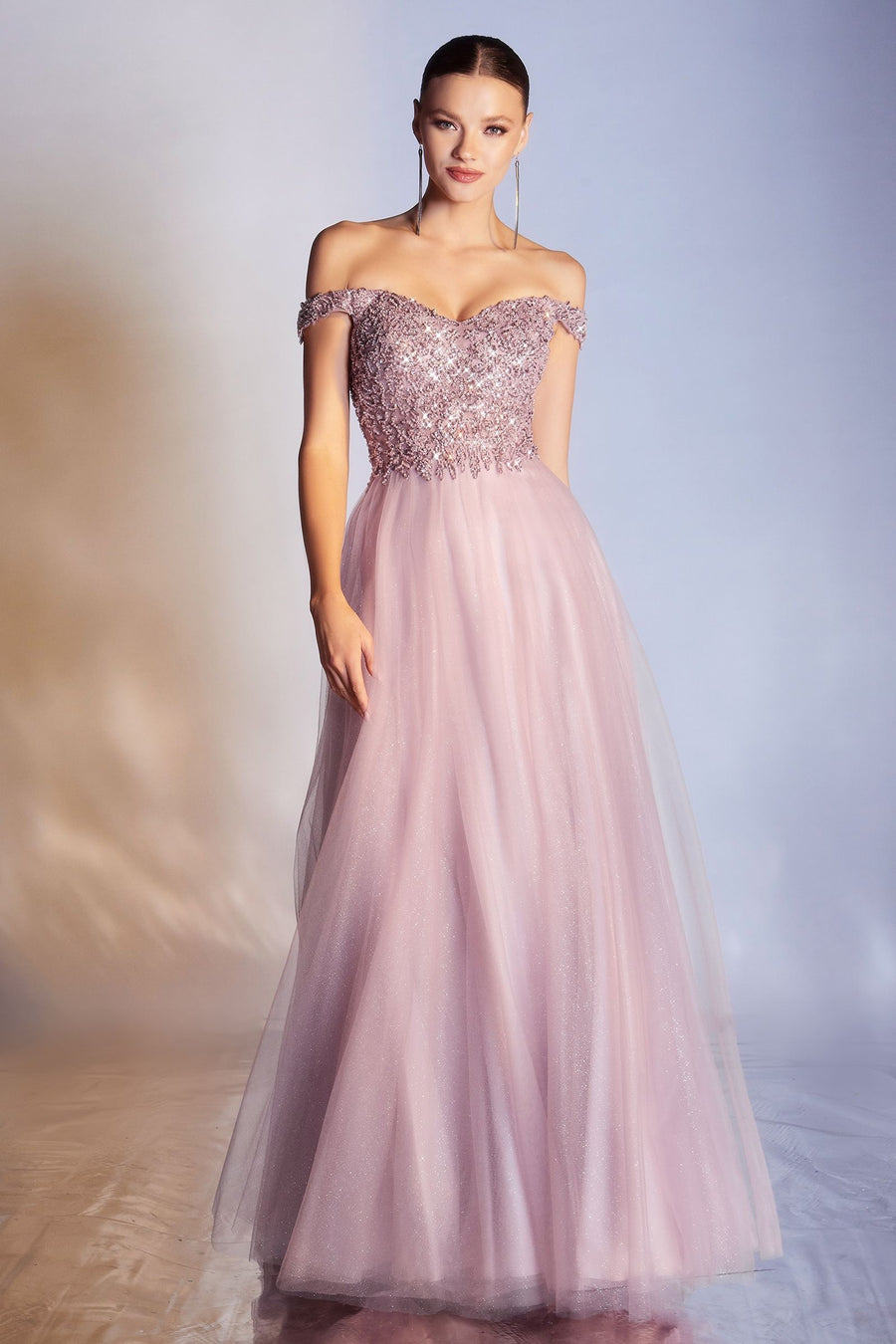 Prom Dresses A Line Long Formal Prom Sequin Dress Mauve