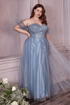 فستان LaDivine CD0191C الرسمي طويل بدون حمالات ومقاس كبير للحفلات الراقصة