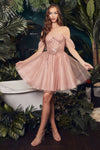 Cocktail Dresses CD0211 Short Cocktail A Line Glitter Dress Blush