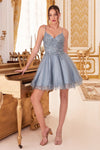 Cocktail Dresses A Line Lace Applique Short Cocktail Dress Smoky Blue