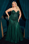 Plus Size Dresses Plus Size Sequin Mermaid Formal Prom Long Dress Emerald
