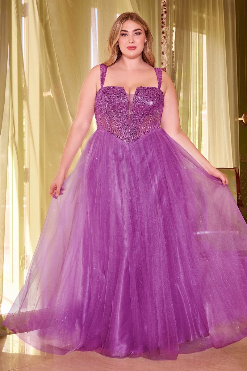 Plus Size Dresses Long Formal Plus Size Sequin Prom Gown Amethyst