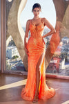 Prom Dresses LaDivine CD0220 Sequin Fitted Formal Prom Long Dress Orange