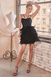 Cocktail Dresses Short Fitted Feather Mini cocktail Dress Black