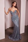 Prom Dresses Formal Prom Sequin Long Dress Smoky Blue