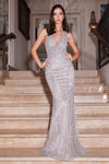 Prom Dresses Long Formal Prom Beaded Dress Silver Nude
