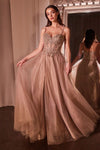 Prom Dresses Long Formal A Line Applique Prom Dress Mocha Gold
