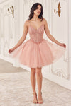 Cocktail Dresses Short A Line Glitter Applique Cocktail Dress Blush
