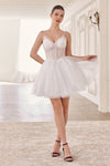 Cocktail Dresses Short A Line Glitter Applique Cocktail Dress Off White