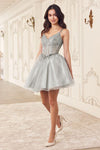 Cocktail Dresses Short A Line Glitter Applique Cocktail Dress Silver